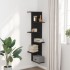 Estantería de pared de esquina madera negra 36,5x36,5x140