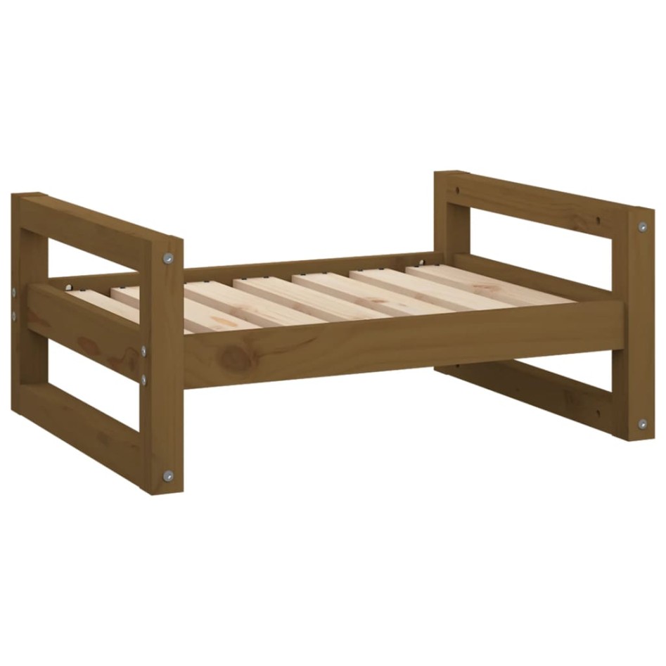 Cama para perros madera maciza pino marrón miel 65,5x50,5x28
