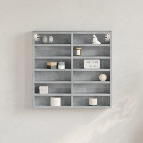 Vitrina de madera de ingeniería gris hormigón 60x8,5x58