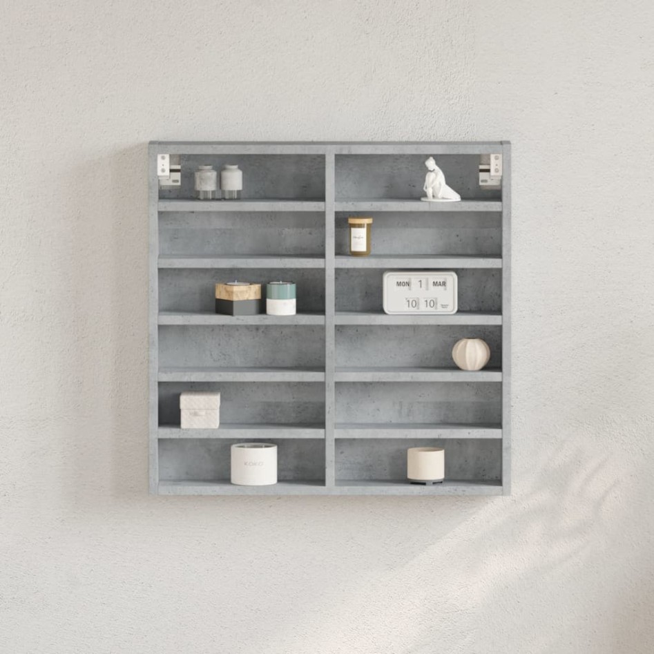 Vitrina de madera de ingeniería gris hormigón 60x8,5x58