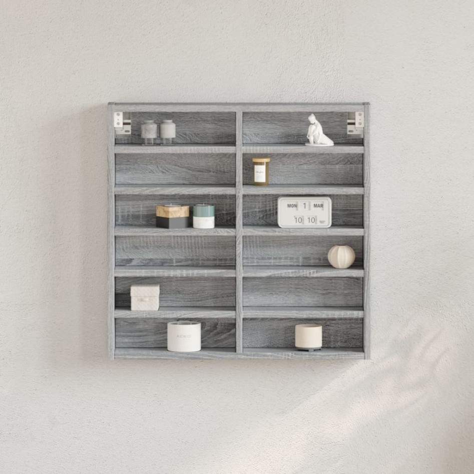 Vitrina de madera de ingeniería gris Sonoma 60x8,5x58