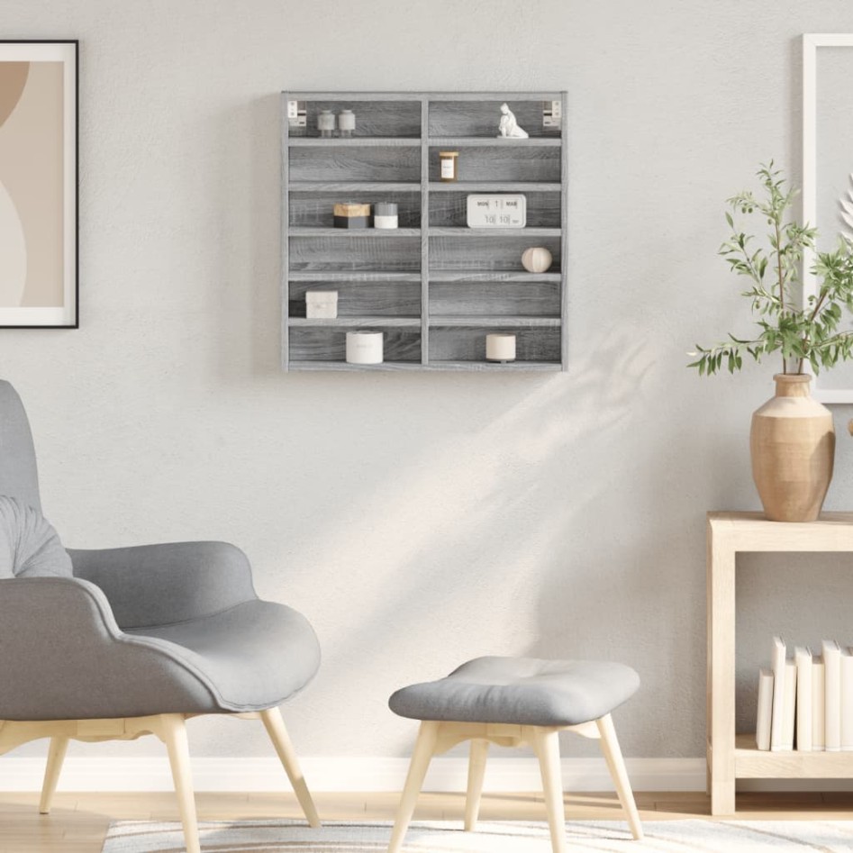 Vitrina de madera de ingeniería gris Sonoma 60x8,5x58