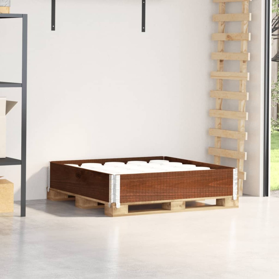 Collar de palet madera maciza de pino marrón 100x100