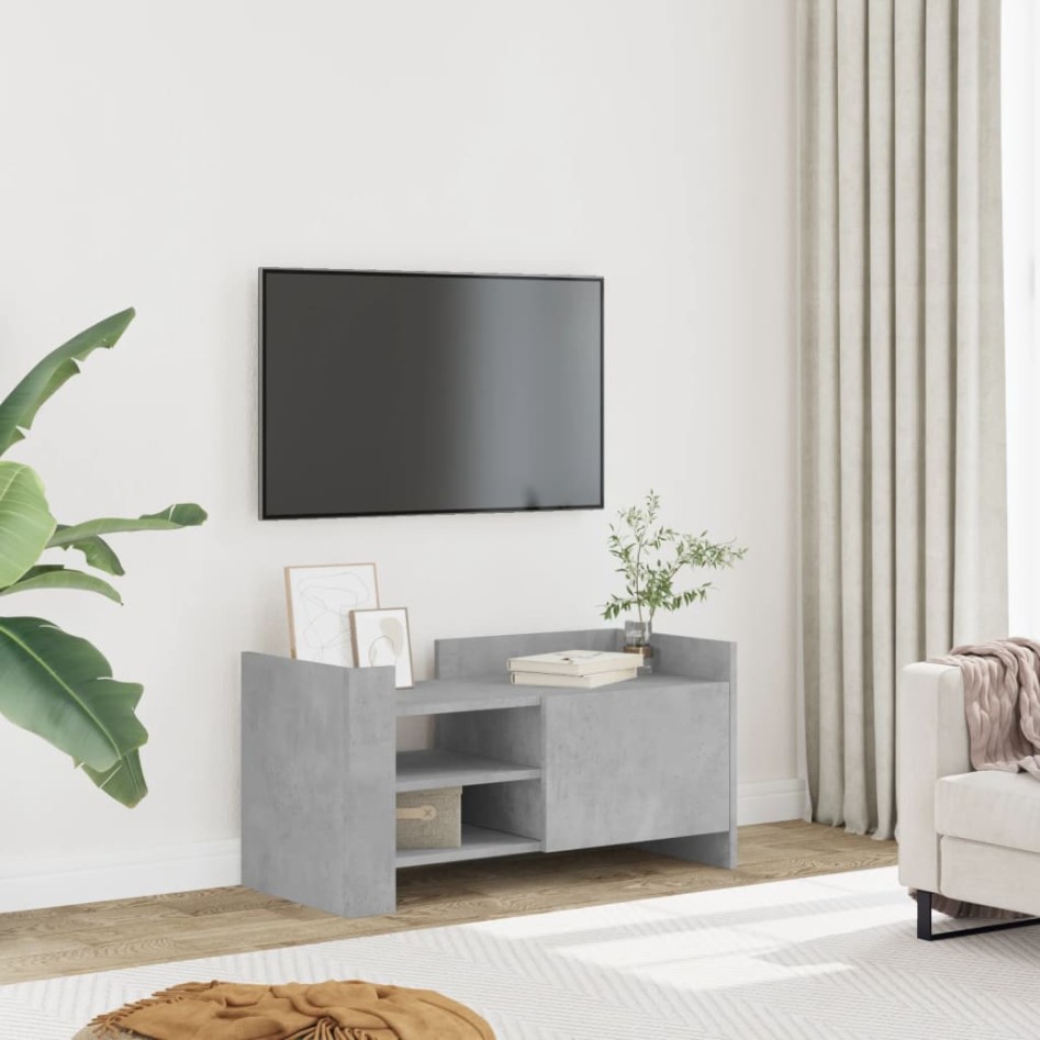 Mueble de TV madera ingeniería gris hormigón 80x35x40
