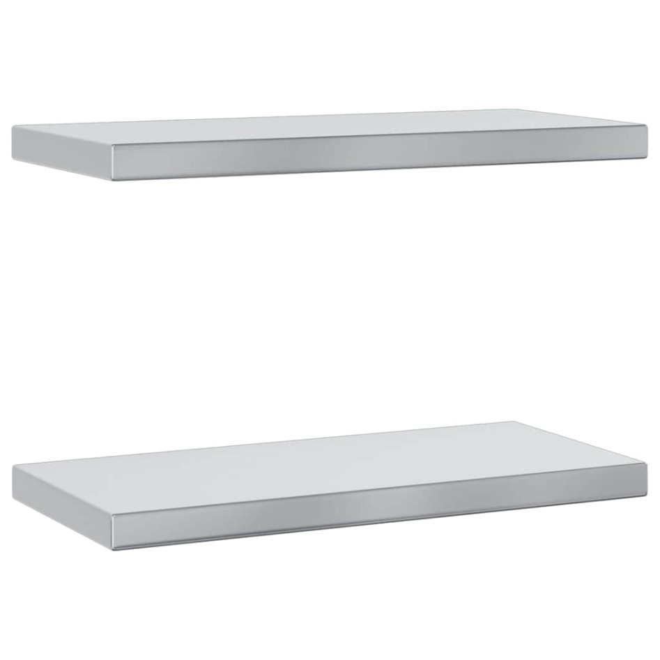 Estantes de pared 2 uds acero inoxidable plateado 50x23,5x3