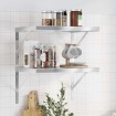 Estantes de pared 2 uds acero inoxidable plateado 50x40x3 cm