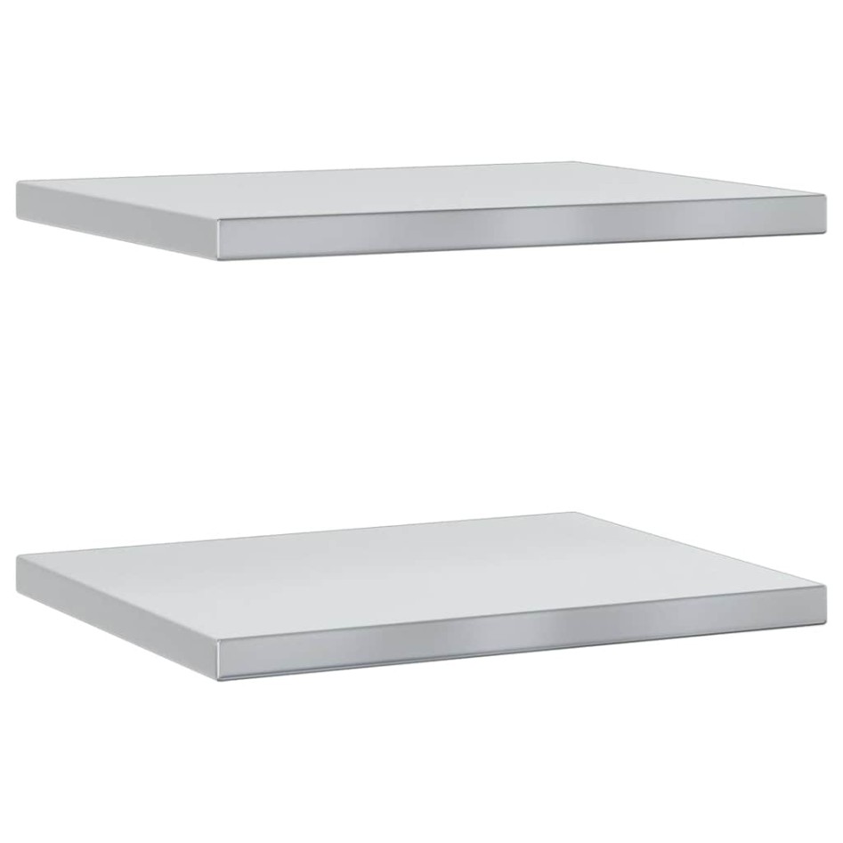 Estantes de pared 2 uds acero inoxidable plateado 50x40x3