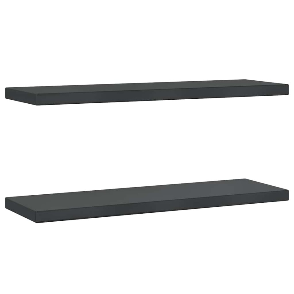 Estantes de pared 2 uds acero inoxidable negro 75x23,5x3