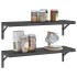 Estantes de pared 2 uds acero inoxidable negro 75x23,5x3