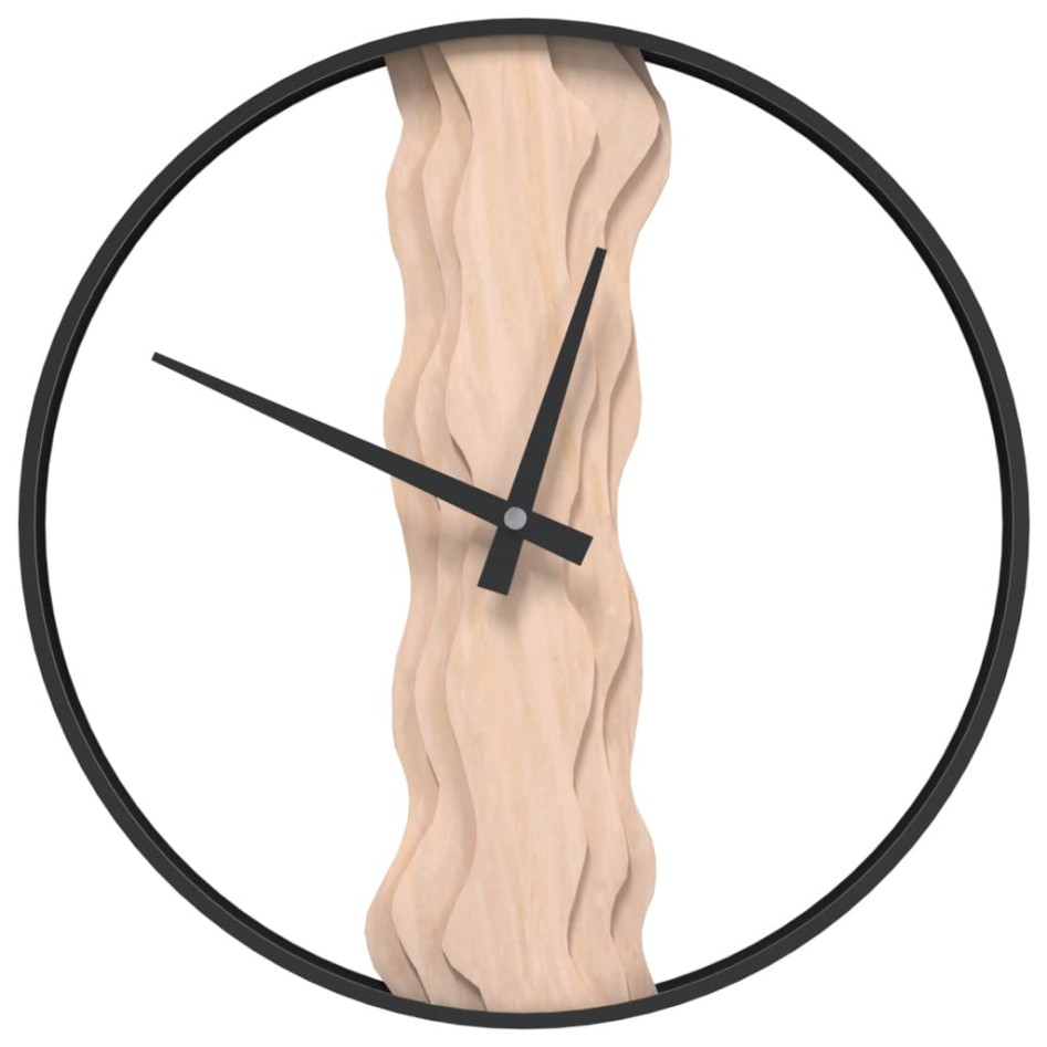 Reloj de pared de hierro y madera de roble marrón Ø35