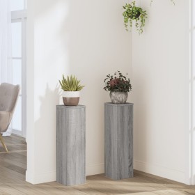 Soportes de plantas 2 uds madera gris Sonoma 17x17x60