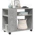 Mesa auxiliar ruedas madera ingeniería gris hormigón