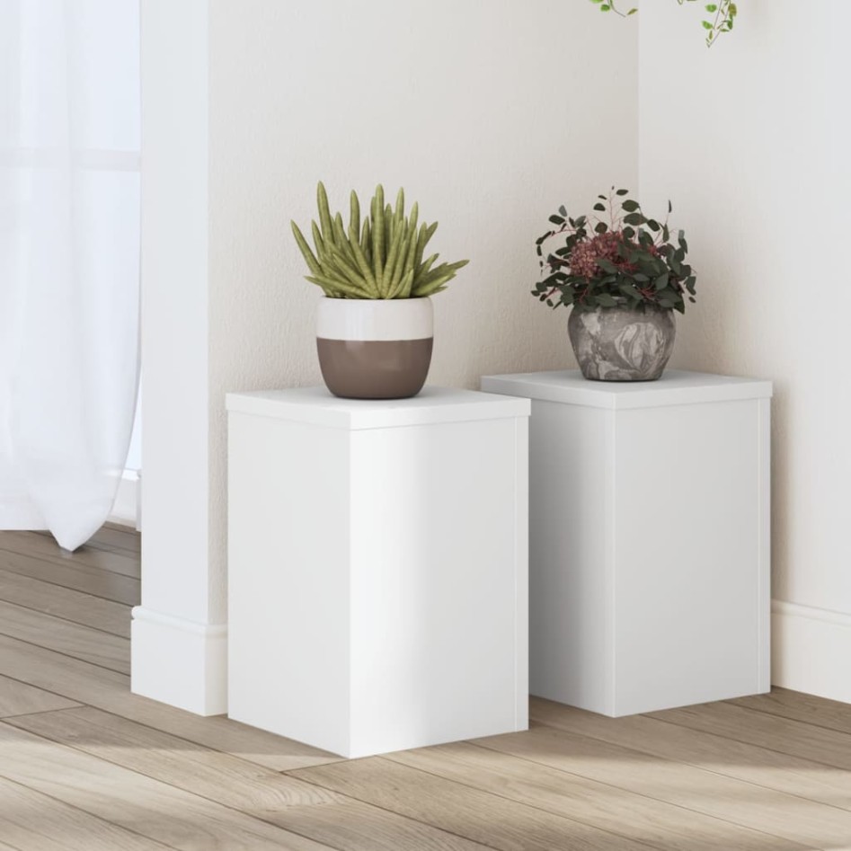 Soportes de plantas 2 uds madera ingeniería blanco 20x20x30