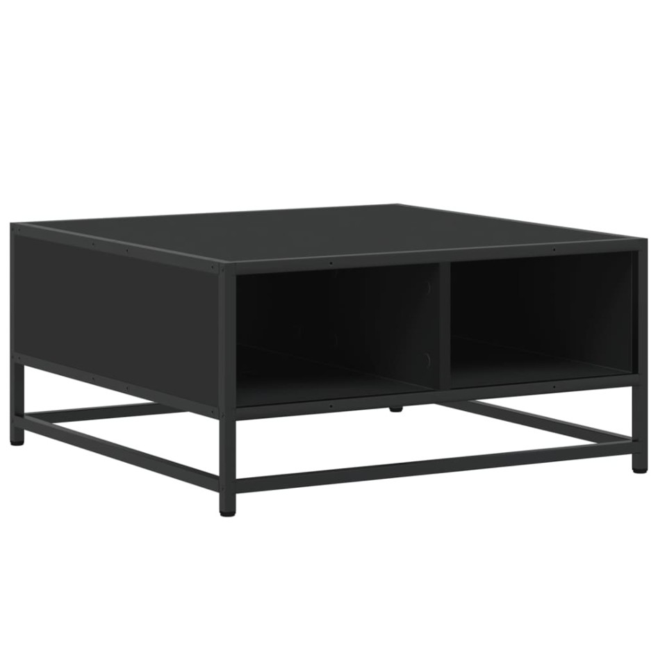 Mesa de centro madera ingeniería y metal negro 60,5x60,5x30