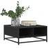 Mesa de centro madera ingeniería y metal negro 60,5x60,5x30