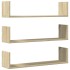 Estantes pared 3 uds madera ingeniería roble Sonoma 80x18x18