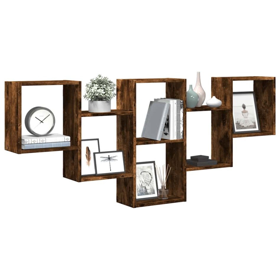 Estantería de pared madera ingeniería roble ahumado