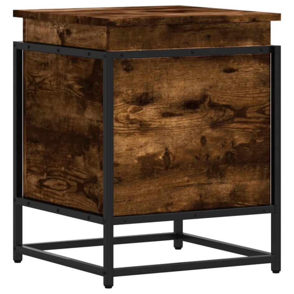 Caja de almacenaje con tapa madera roble ahumado 40x40x51,5