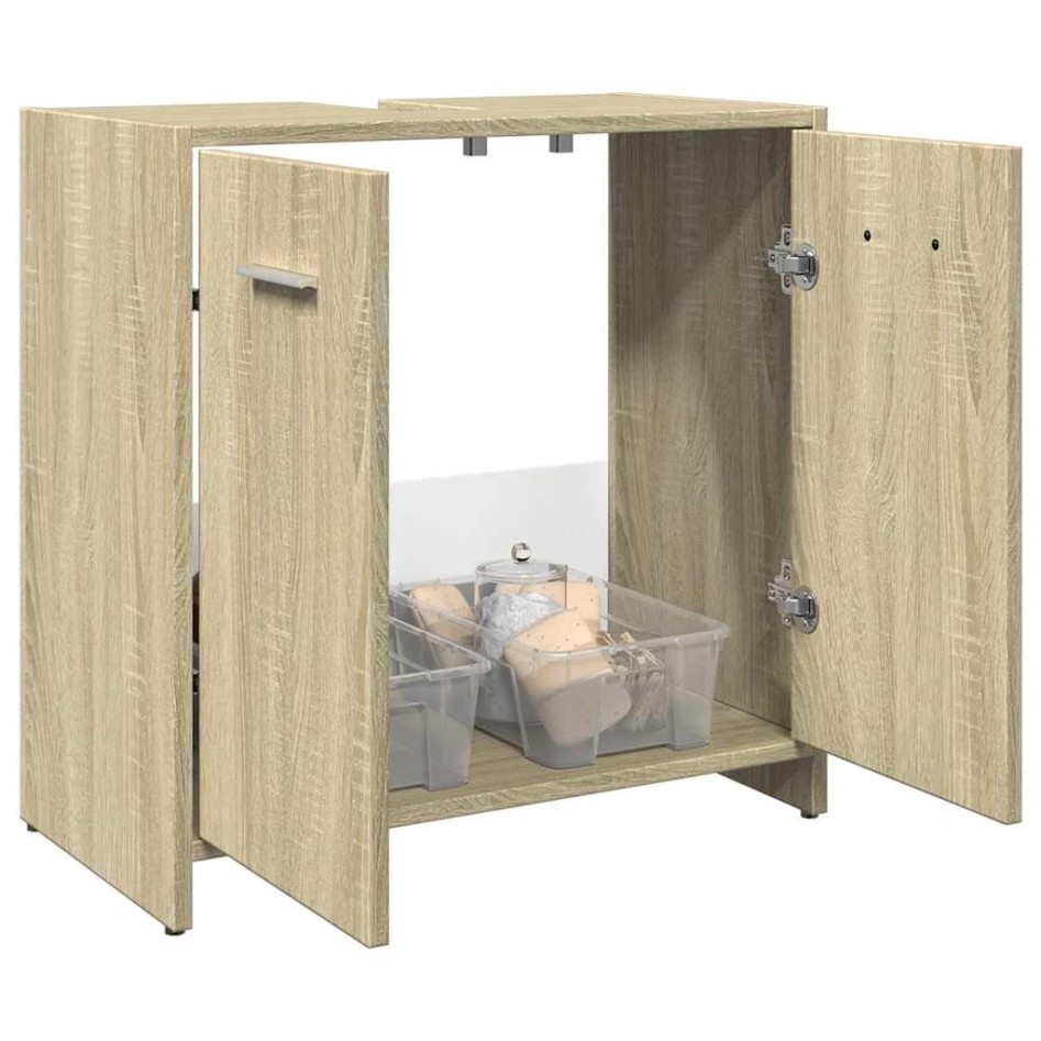 Armario lavabo baño madera ingeniería roble Sonoma 60x33x60
