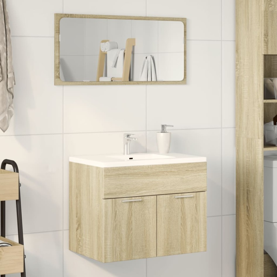 Armario para lavabo contrachapada color roble 60x38,5x46