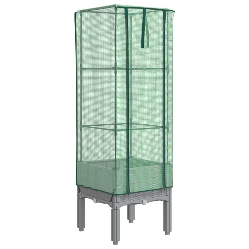 Arriate con cubierta invernadero aspecto ratán 40x40x140