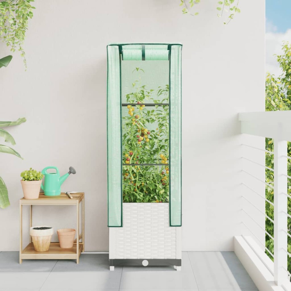 Arriate con cubierta invernadero aspecto ratán 40x40x139