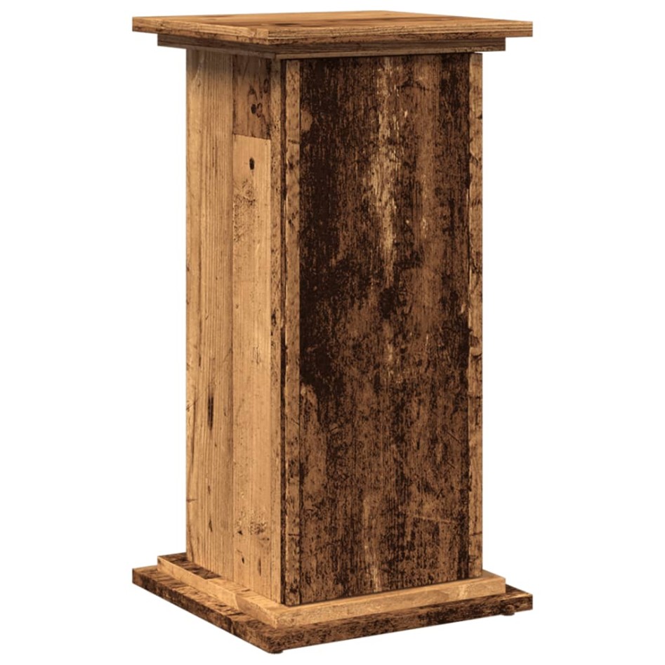 Pedestal expositor con almacenaje madera envejecida 31x30x60