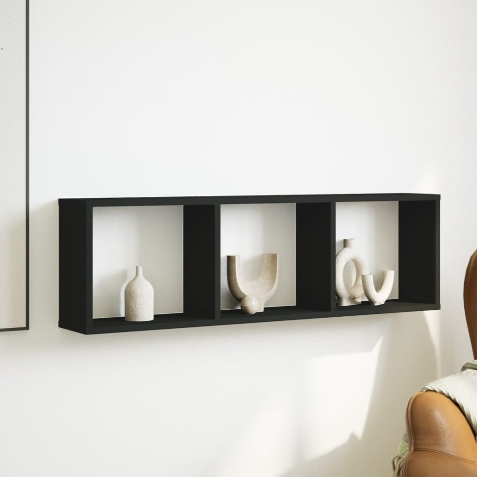 Armario de pared madera de ingeniería negro 100x16x30