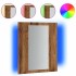 Armario de baño con espejo LED madera envejecida 40x12x45