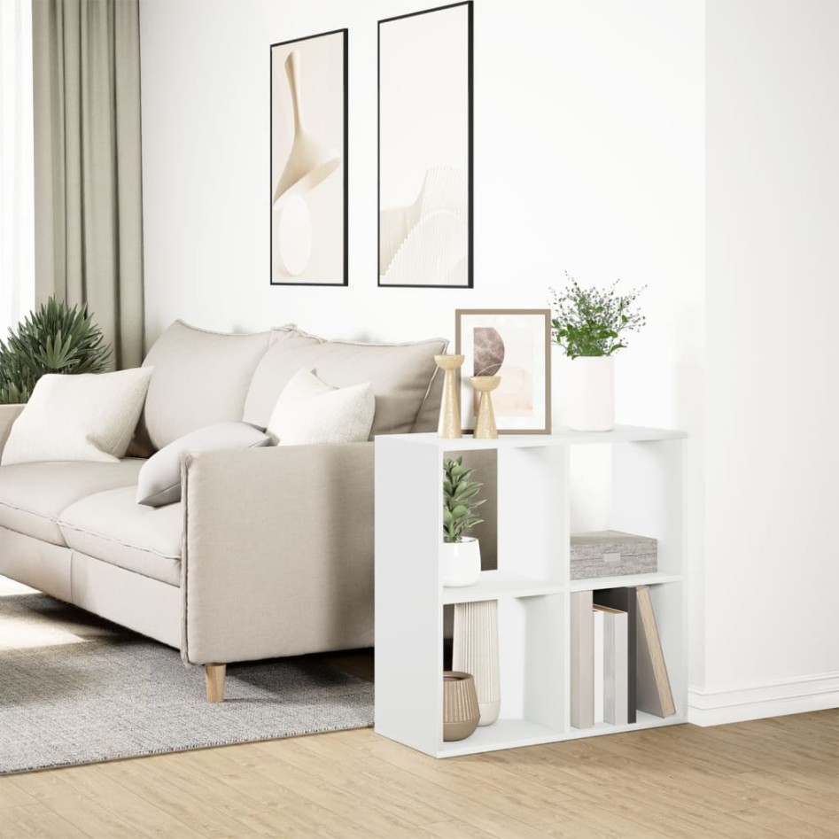 Librería divisora madera ingeniería blanca 69,5x29x69,5