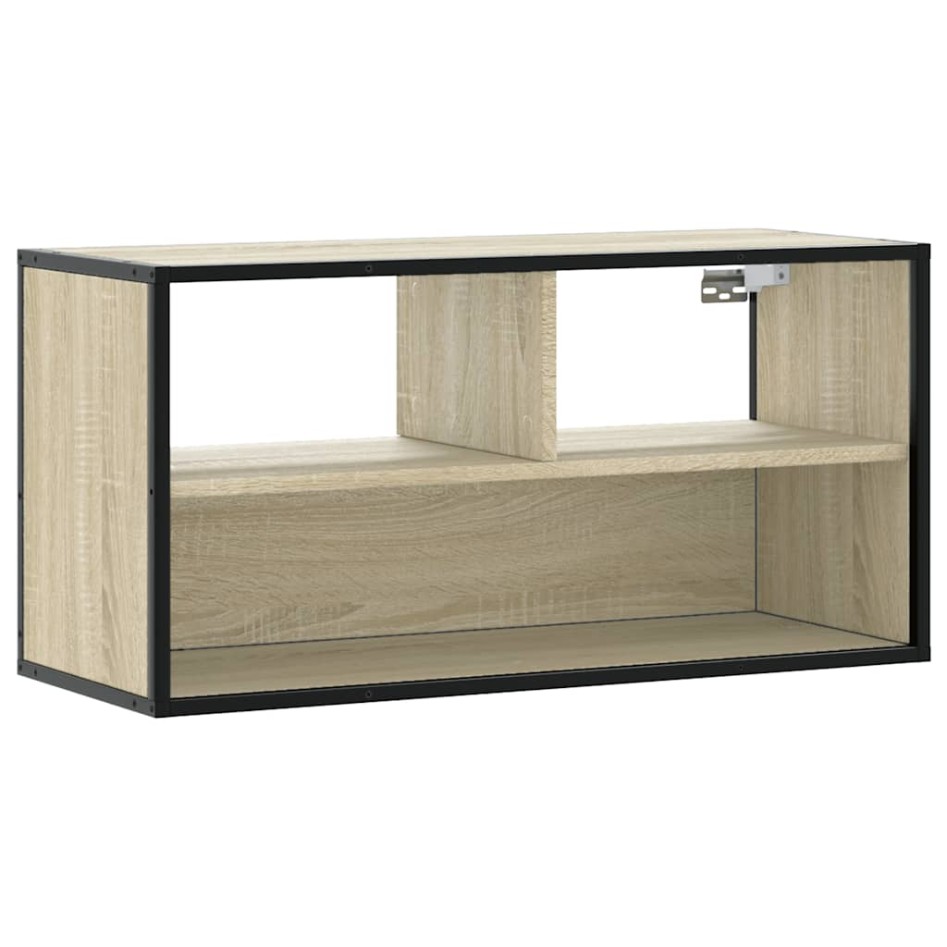 Mueble TV madera ingeniería y metal roble Sonoma 80x31x39,5