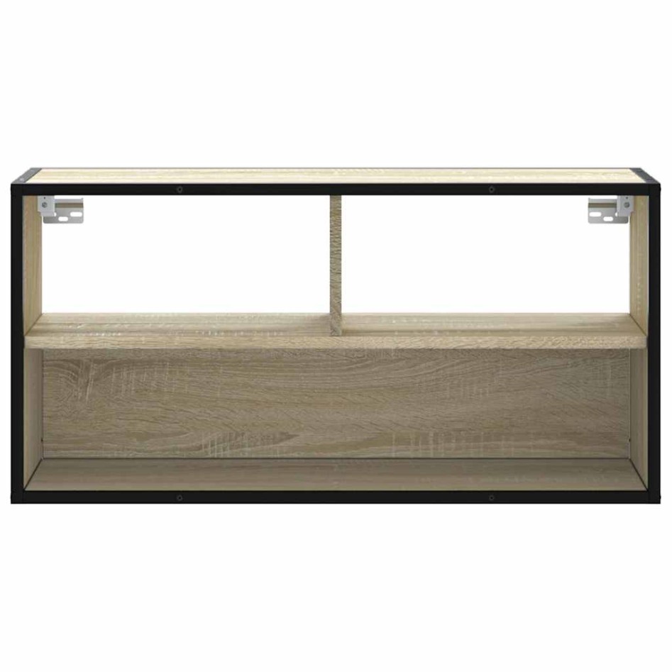 Mueble TV madera ingeniería y metal roble Sonoma 80x31x39,5