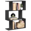 Librería divisora 3 niveles madera ingeniería negra 70x24x97 cm