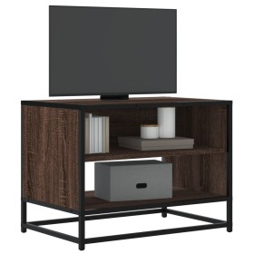 Mueble TV metal y madera ingeniería marrón roble 61x40x46