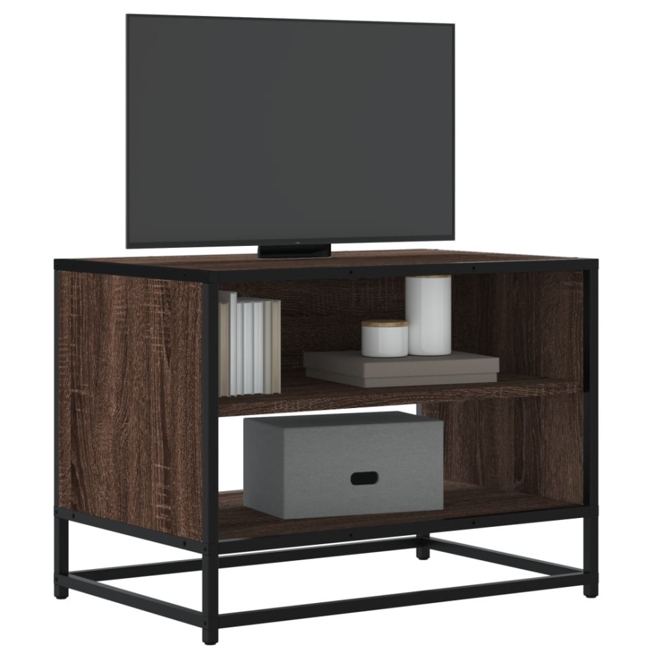 Mueble TV metal y madera ingeniería marrón roble 61x40x46