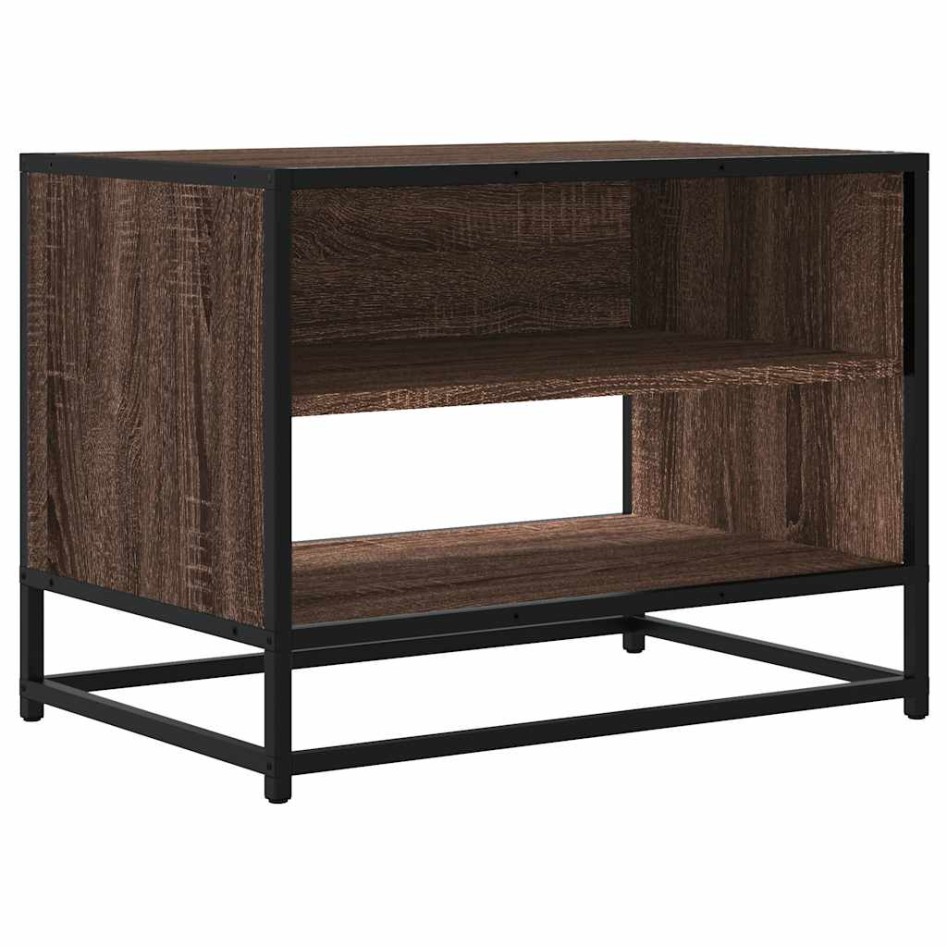 Mueble TV metal y madera ingeniería marrón roble 61x40x46
