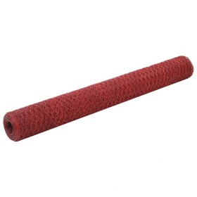 Alambrada de gallinero acero revestimiento PVC rojo 25x1,2