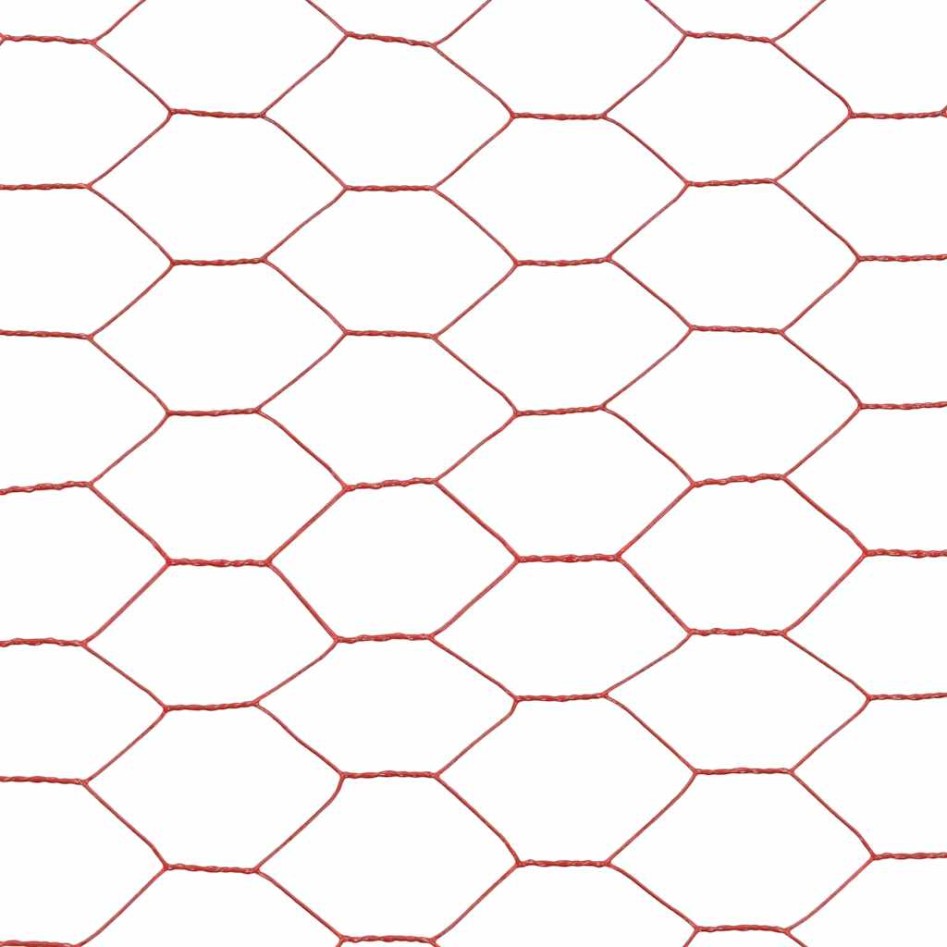 Alambrada de gallinero acero revestimiento PVC rojo 25x1,2