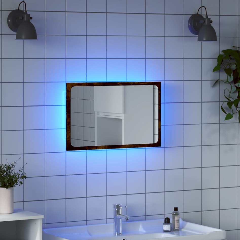 Espejo de baño LED madera ingeniería roble Sonoma 60x8,5x38