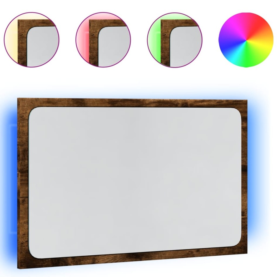 Espejo de baño LED madera ingeniería roble Sonoma 60x8,5x38