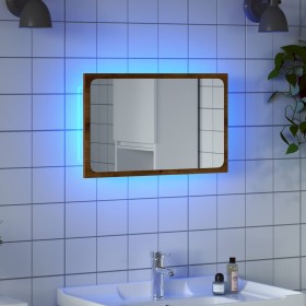 Espejo de baño con luz LED roble artisan 60x8,5x38