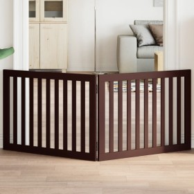 Puerta para perros plegable 2 paneles madera álamo marrón