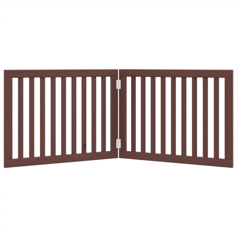 Puerta para perros plegable 2 paneles madera álamo marrón