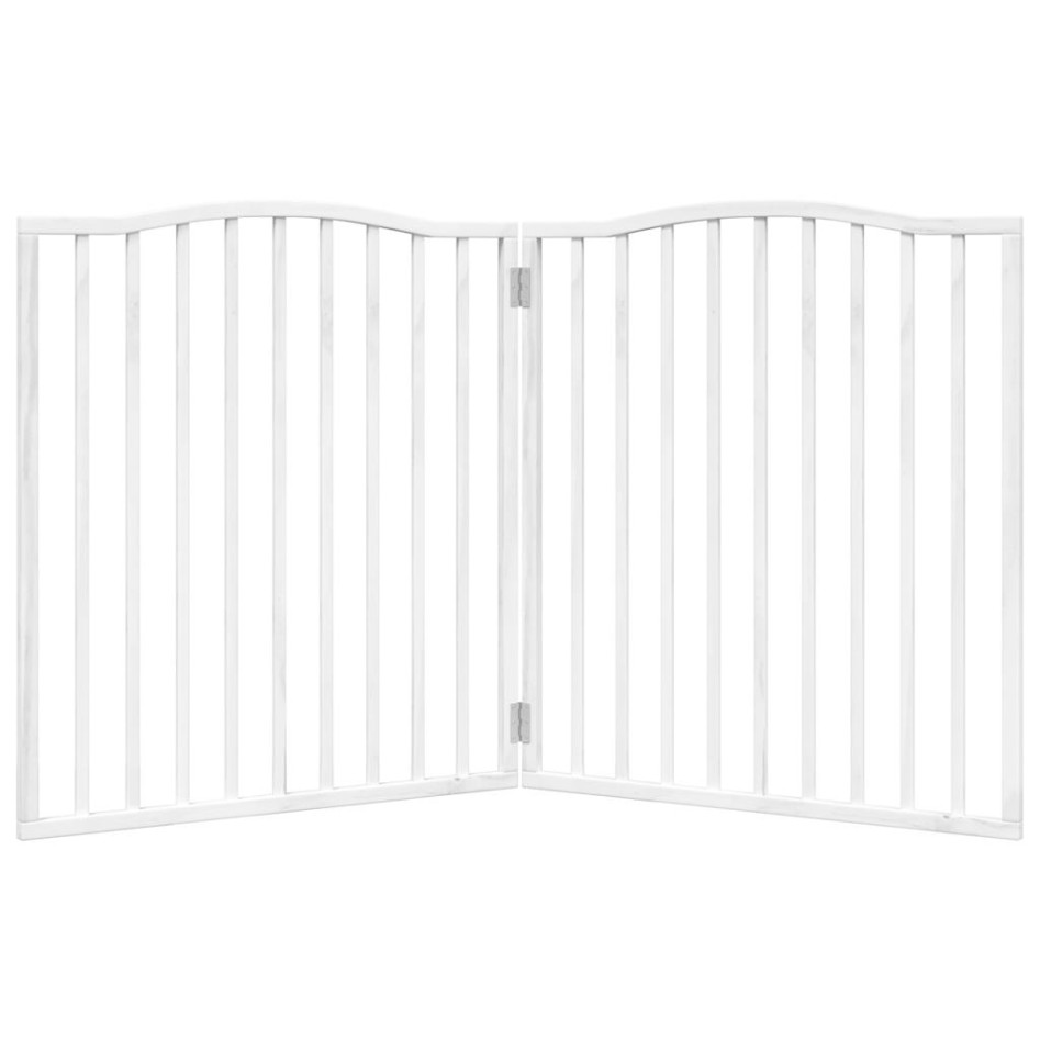Puerta para perros plegable 2 paneles madera álamo blanca