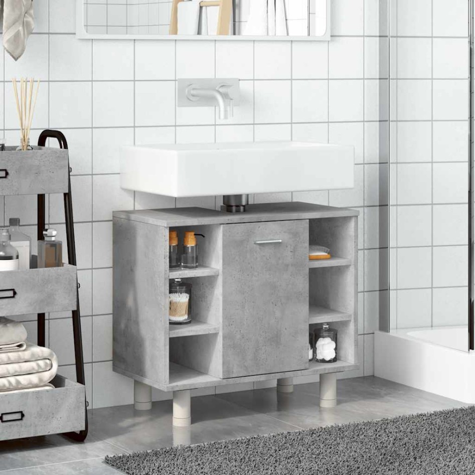 Armario de baño madera ingeniería gris hormigón 60x32x53,5