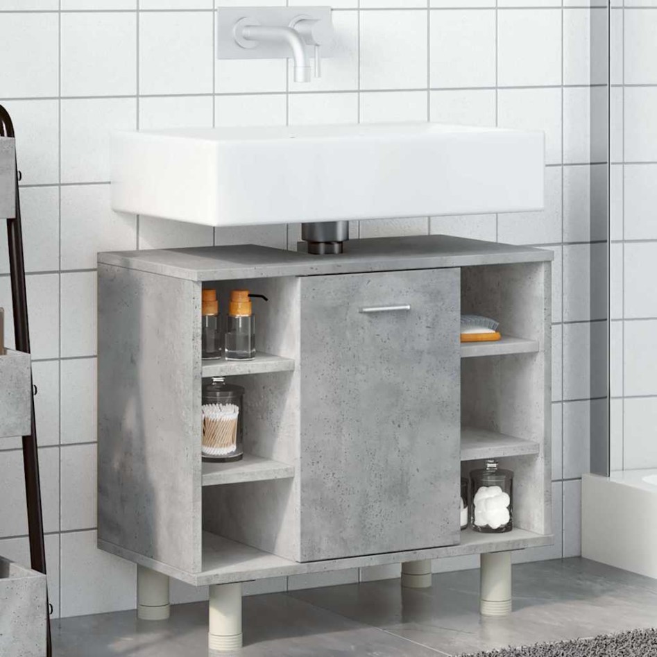 Armario de baño madera ingeniería gris hormigón 60x32x53,5