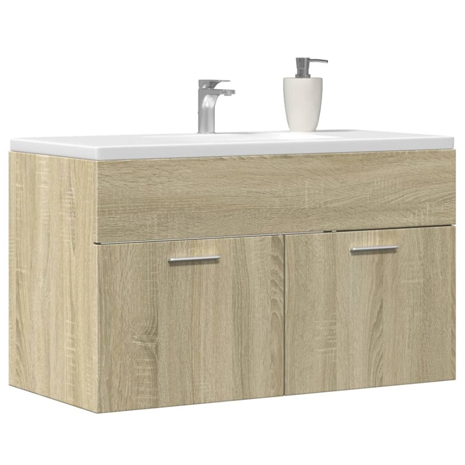 Mueble de lavabo de baño madera roble Sonoma 90x38,5x46