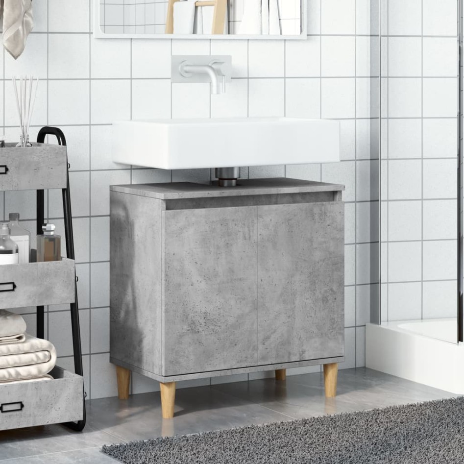 Mueble de lavabo madera contrachapada gris hormigón