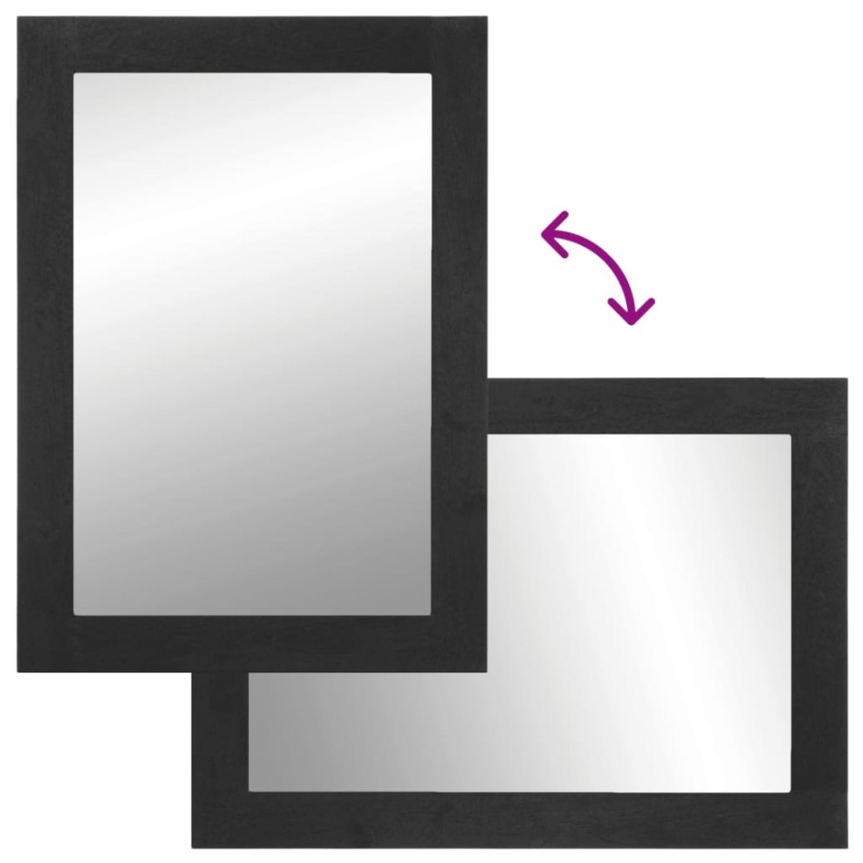 Espejo de baño madera de ingeniería y latón negro 50x70x2,5