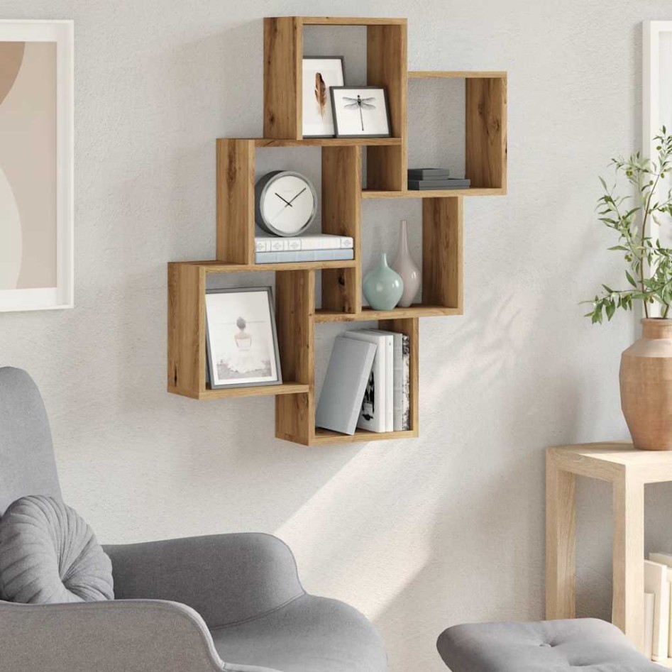 Estante cubo pared madera ingeniería roble artisan 78x15x93